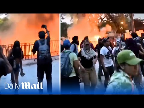 MEXICO CITY: Pro-Hamas rioters clash with police, injuring 6, while setting fire to the Israeli Embassy