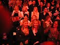 kim cattrall sits next to vivenne westwood during the final show for the mercedes benz berlin fashion week 2008 for the winter 2009 collection. this show was a retrospective of her work post 1970s.