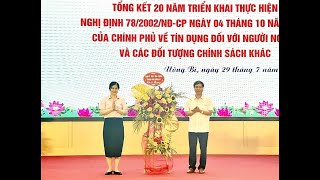 Tổng kết 20 năm triển khai Nghị định số 78/2002/NĐ-CP của Chính phủ về tín dụng đối với người nghèo và các đối tượng chính sách khác