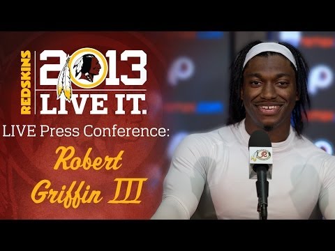 Conference - Redskins QB RGIII talks to the media following practice at Redskins Park in Loudoun County, Va. on Wednesday, December 11, 2013.