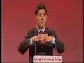 David Miliband speaks to Labour\