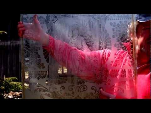 GoStanPoe - This etched/frosted antique glass window was extracted from an original wooden door. The original wood framed house is over 100 years old and located in Bett...