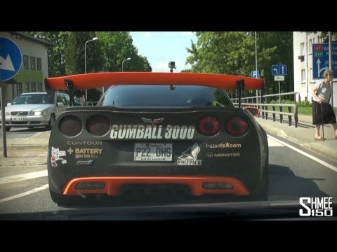 Corvette - Taking part in the 2013 Gumball 3000 supercar rally was this very noisy Corvette fitted with a supercharger and a seriously large wing. We followed the 'vett...