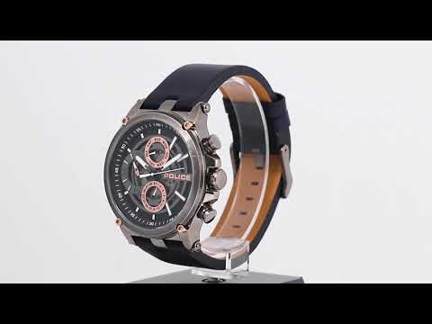 Buy Online Police Quartz Multifunction Grey Dial Leather Strap