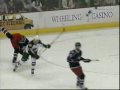 Cam Barker hipchecks Antoine Vermette