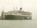 queen mary 2   sea princess ships sound horns in southampton