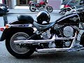 Harley Fat Boy run in front of cafe Rih Harley Fat Boy run in front of cafe Rih