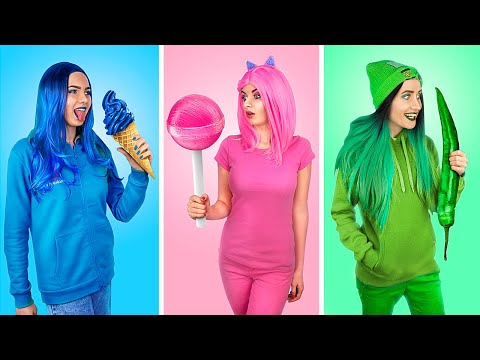 Le Défi D'une Seule Couleur! Mange Et Achète Tout D'Une Seule Couleur Pendant 24 Heures