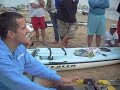 Brett Challenor on Surfski Kayak Launching in Shore Break Brett Challenor on Surfski Kayak Launching in Shore Break