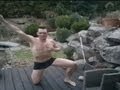Man jumps into frozen pool