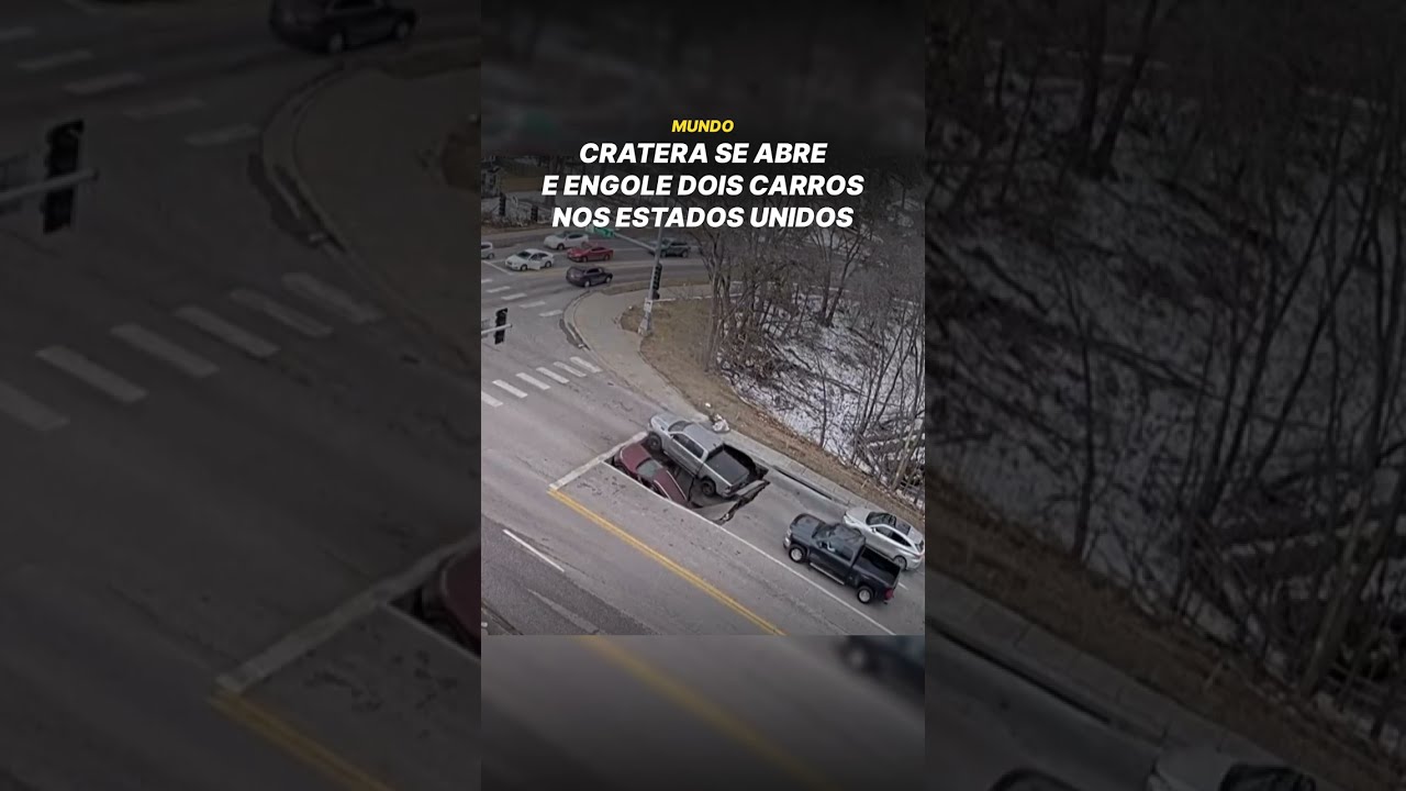 Cratera se abre e engole dois carros nos Estados Unidos