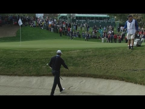 Tiger Woods hits bunker shot to within inches at World Challenge