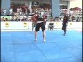 mike st. claire (bigger guy) vs. david denisi.  pan asian submission grappling tournament, manila, may 2008.

this a very entertaining submission grappling match because it is in the absolute division and the players weight classes are totally different.  therefore, the much lighter david is forced to try and outmanuever mike st clair.  both players seem to enjoy the match as much as the crowd and are exemplary sportsmen.  

ladies and gentlemen, place your bets.