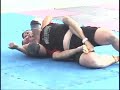 mike st. claire (bigger guy) vs. david denisi.  pan asian submission grappling tournament, manila, may 2008.

this a very entertaining submission grappling match because it is in the absolute division and the players weight classes are totally different.  therefore, the much lighter david is forced to try and outmanuever mike st clair.  both players seem to enjoy the match as much as the crowd and are exemplary sportsmen.  

ladies and gentlemen, place your bets.