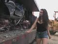 girl crushing a car with compactor girl crushing a car with compactor
