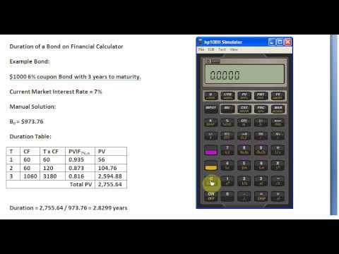 Duration - A demonstration on how to use the financial calculator to find a bond's duration.