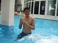 Trying out the water massage falls (sort of)