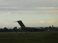 C17 landing at Day of NATO at the Ostrava airport, september 2007. You can see the fire from engine when reversing.