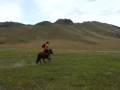 Riding a mongolian horse