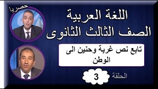 لغة عربية 3 ثانوى 2019 - الحلقة 03 - تابع نص غربة وحنين - تقديم أ/صلاح عبد المنعم & أ/سعيد هاشم