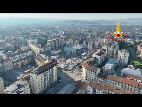 Firenze, l'area del crollo vista dal drone dei vigili del fuoco