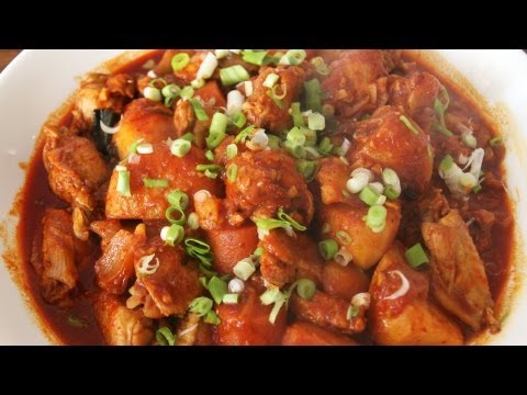 spicy - http://www.maangchi.com/recipe/dakbokkeumtang This is my recipe for dakbokkeumtang, or spicy braised chicken, also called dakdoritang. Many people have reque...
