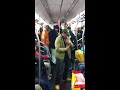 Dude really goes in on subway train. It actually ended up being a little uncomfortable. Liquor+ heartbreak=