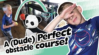 Dude Perfect obstacle course using gifts from recent Christmas Haul!