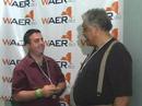 legendary jazz bassist, rufus reid, chats with waer music director, eric cohen, prior to going on stage at jazz in the square 2007.