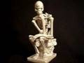 The Thinker skeleton statue -- Metallic Silver - Chromed To