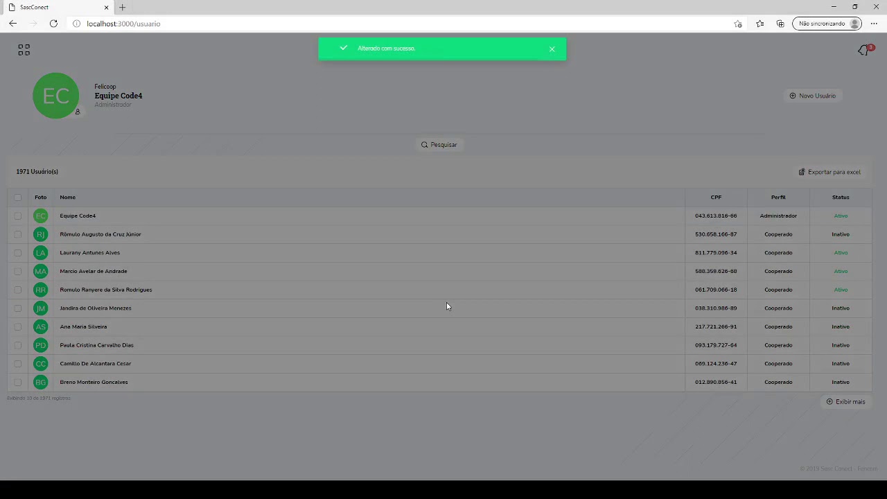 13 - Inativar, ativar ususuário opção 2