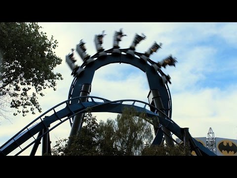 six - Batman The Ride is going BACKWARDS at Six Flags Over Georgia in 2015 starting March 14th! Who wants to ride? Video provided by Six Flags Over Georgia. ps. Yes, we KNOW this is the footage...