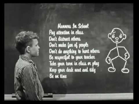 manners - Chalky the stick-figure teaches Larry how to improve his manners.