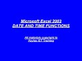 AM 4211 Date and time functions Microsoft Excel 2003