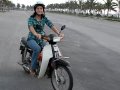 Kristen Learns to Drive the Motorbike