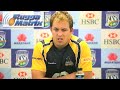 Watch brumbies coach Andy Friend, captain Stephen Hoiles and Waratahs skipper Phil Waugh spray each other in the nicest of ways after a spiteful local derby at Homebush.