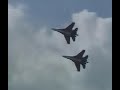 the sukhoi su-27 (nato reporting name 'flanker') is a jet fighter plane originally manufactured by the soviet union, and designed by the sukhoi design bureau.
the su-27 had the soviet union's first operational fly-by-wire control system. combined with relatively low wing loading and powerful basic flight controls, it makes for an exceptionally agile aircraft, controllable even at very low speeds and high angles of attack.

the su-27 has a high-contrast tuneable hud and a helmet-mounted sight capability, which, paired with the r-73 missile and the plane's superb agility make it one of the world's best dogfighter aircraft.

the su-27 is armed with a single gryazev-shipunov gsh-30-1 30 mm cannon in the starboard wingroot, and has up to 10 hardpoints for missiles and other weapons. its standard missile armament for air-to-air combat is a mixture of vympel r-73 (aa-11 archer), vympel r-27 (aa-10 'alamo') weapons, the latter including extended range and ir guided models. more advanced flanker variants (such as su-30, -35, -37) may also carry vympel r-77 (aa-12 adder) missiles.

the su-27 has seen limited action since it first entered service. ethiopian su-27s reportedly shot down five eritrean mig-29s, in february 1999 and another on may 16, 2000.

recently, in the 2008 south ossetia war, russia was using su-27s to gain airspace control over tskhinvali, the capital city of south ossetia.

around 680 su-27s were manufactured by the soviet union and russia.