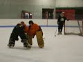 Simon Tuckey Vs. Kevin Stormer in a friendly goalie fight.  Neither one are really goalies.