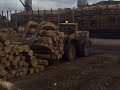 WA600 log loader loading logs for ship at Napier