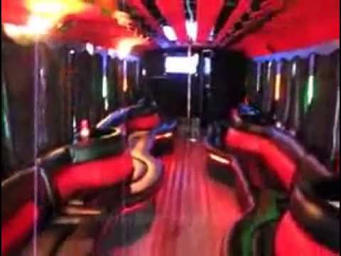 40-46 person Party Bus with stripper poles, Dance Floor + Ba