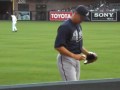 JAVIER VAZQUEZ WARMS UP