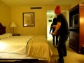 Las Vegas Strip- Imitating the Hispanic/Mexican males who hand out 24/7 Adult Entertainment Cards