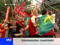 La selecci�n cantando \"a por ellos\" en Col�n
