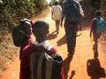 Walking with school children in Eastern, Kenya