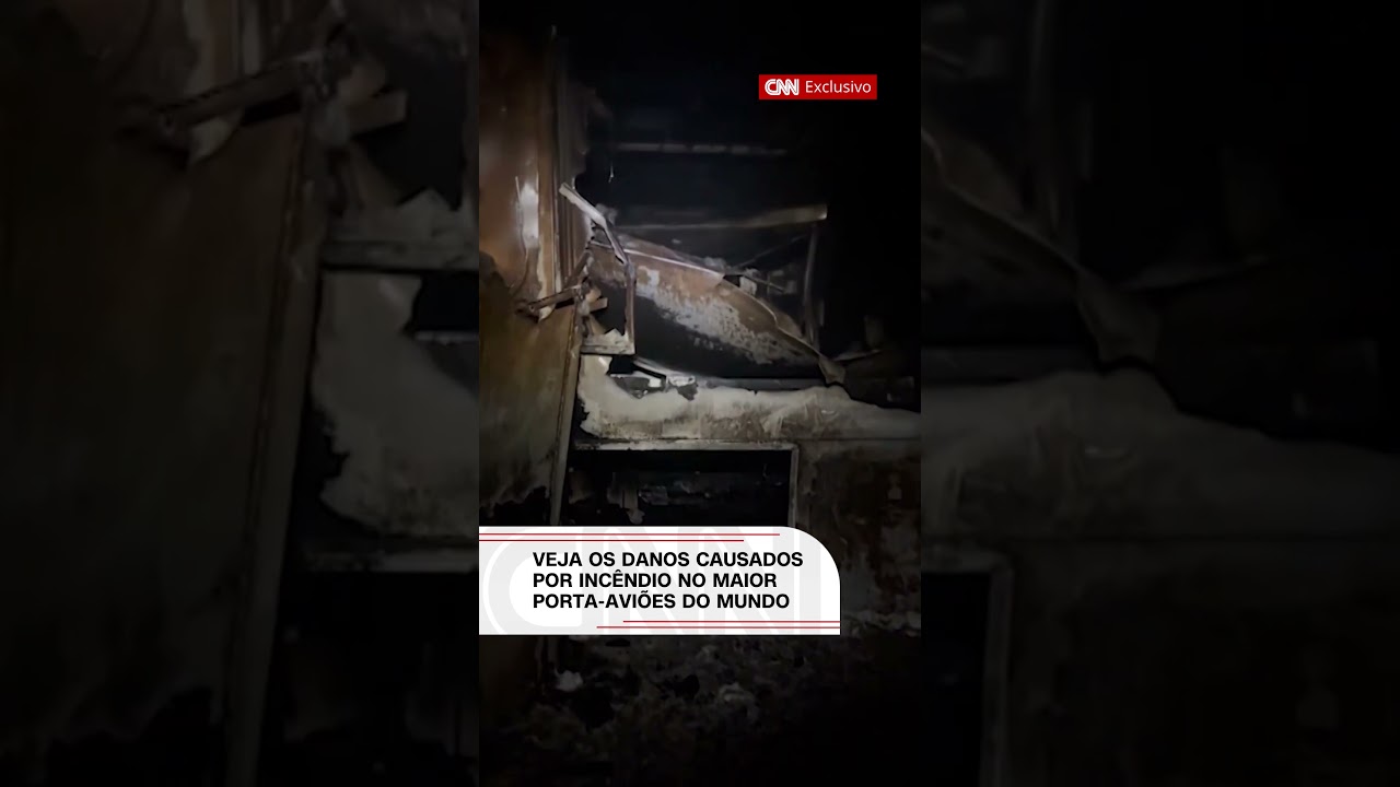 Vídeo mostra danos causados por incêndio no maior porta-aviões do mundo