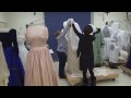 Preparing the gowns for the First Ladies Exhibition (Michelle Obama inaugural gown donation)