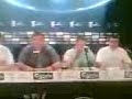 scousers t shirt sellers bunk in uefa cup press conference.