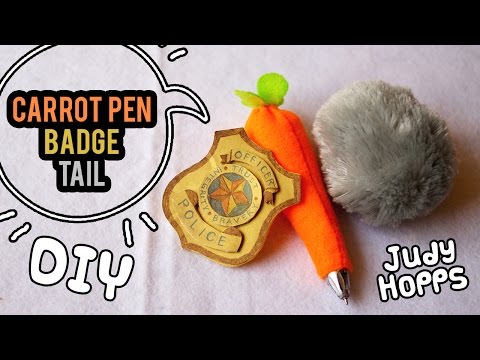 DIY Zootopia Judy Hopps Costume (PART 2): Carrot Pen, Badge, Rabbit Tail | I Wear A Bow