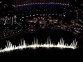 Bellagio fountain from Eiffel Tower at night in Las Vegas
