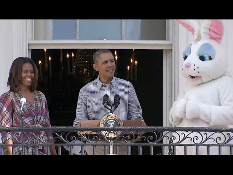 white - President Barack Obama and First Lady Michelle Obama welcome children and their families to the South Lawn of the White House for the 2014 White House Easter...